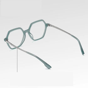 2024 Classic Style Acetate Blue Light Blocking Glasses with Large Frame and Striped Metal New Classic Look