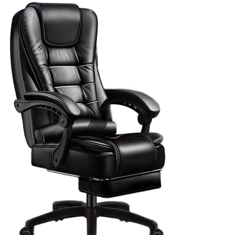 High-End Modern PU Leather Executive Office Chair High Back Boss Black Swivel Adjustable Height Metal Wood Material Includes