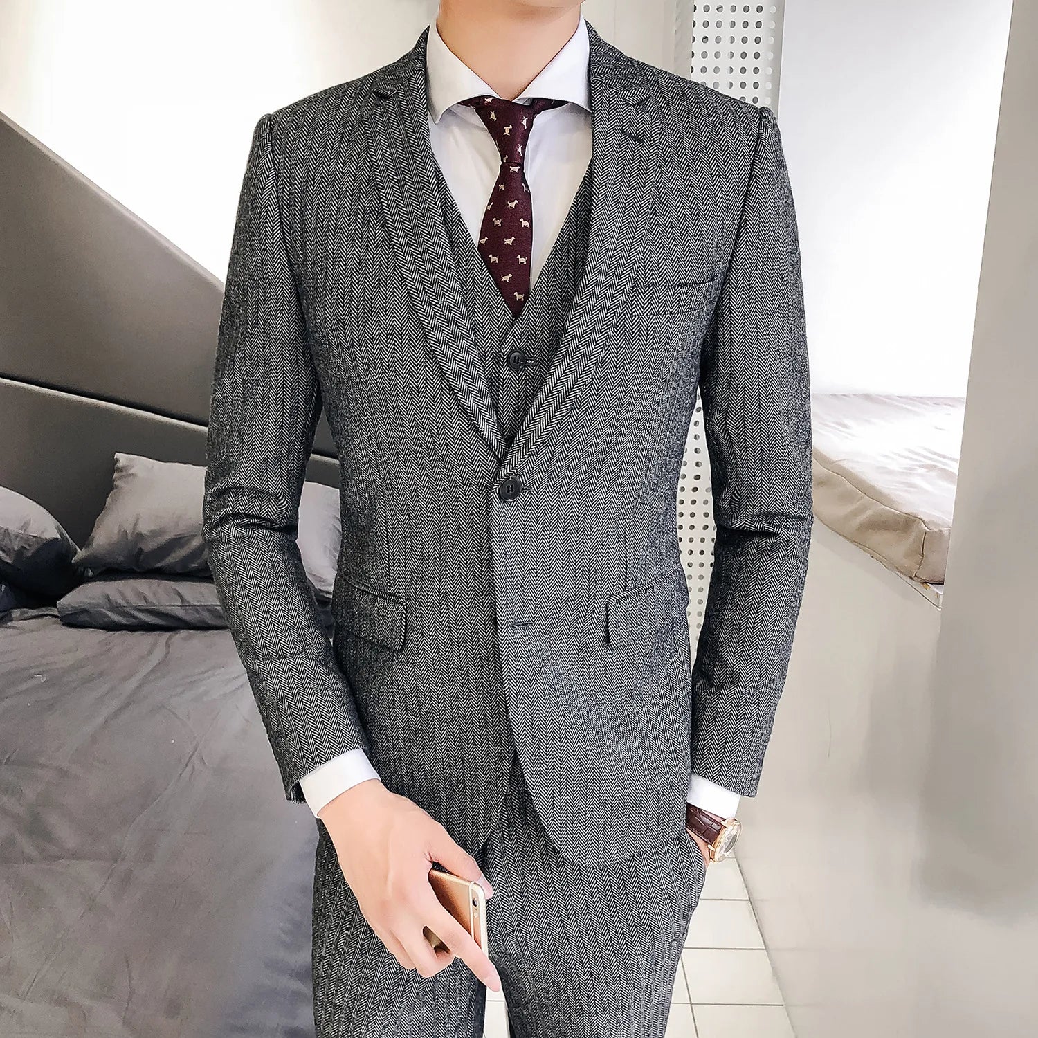 10%OFF (Jacket+Pant+Vest) Chinese Wholesale Companies blazer Men 3 Piece Suit Men One Buckle Casual Men's Forms Suite