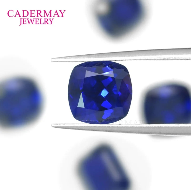 Cadermay Synthetic Color Royal Blue Sapphire Stone Oval Cut Loose Gemstone Lab Grown Sapphire for Ring Necklace
