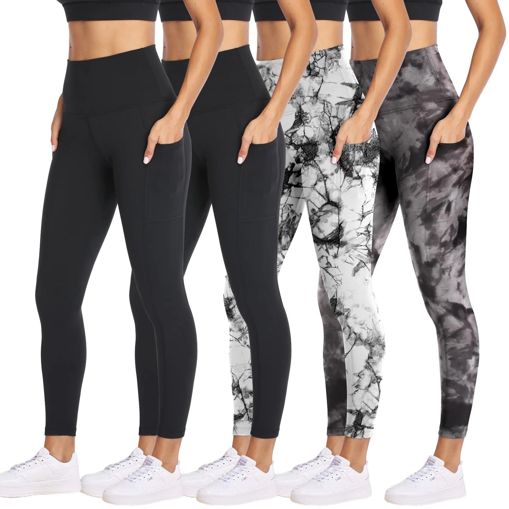 Wholesale Custom Logo Women's High Waisted Breathable Casual Leggings with Pockets Double Brushed Polyester Knitted Fabric