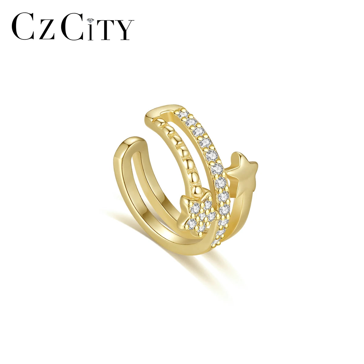 LUOTEEMI Hot Sale Pave Minimalist Ear Cuff Jewelry C Shape Tiny Trendy Creative Latest Fashion Earring