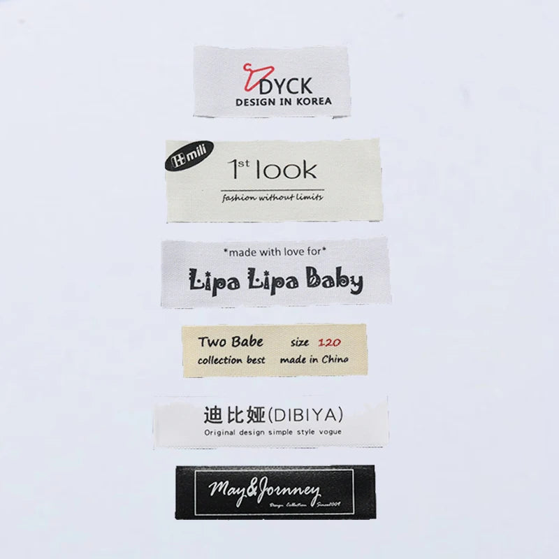 Fashion Style Custom Screen Printed Cotton & Satin Care Labels with Sustainable Washable Neck Label for Clothing