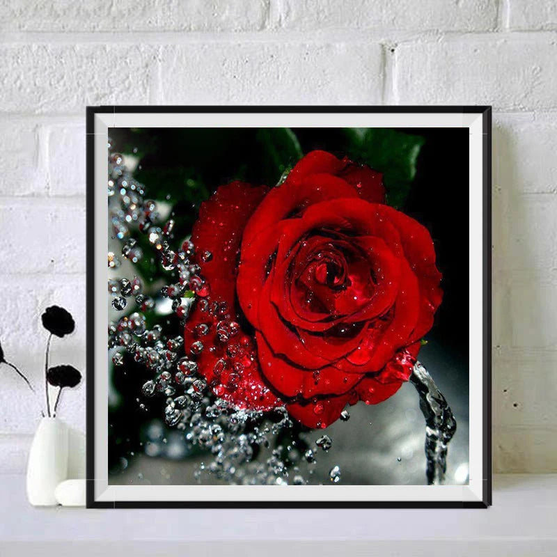 DIY Full 5D Diamond Painting Red Rose Adult Canvas Painting Home Decoration Flowers Landscape Crafts Handpainted Gift