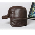 X1928  Men Genuine Leather Hats  Warm Earmuffs  Cap Leather Trucker Hat Earflap Warm Natural Skin Bucket