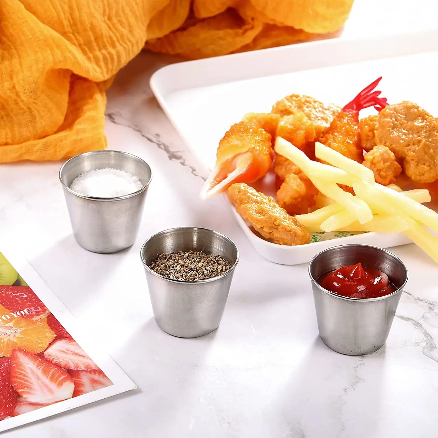 Stainless Steel Sauce Cups Mini Condiment Containers Individual Dipping Dish