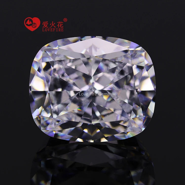 In Stock 4k Zircon Wholesale Price Loose Cushion Cut Synthetic CZ Gemstones 5A+ D-White Color Crushed Ice Cut Cubic Zirconia