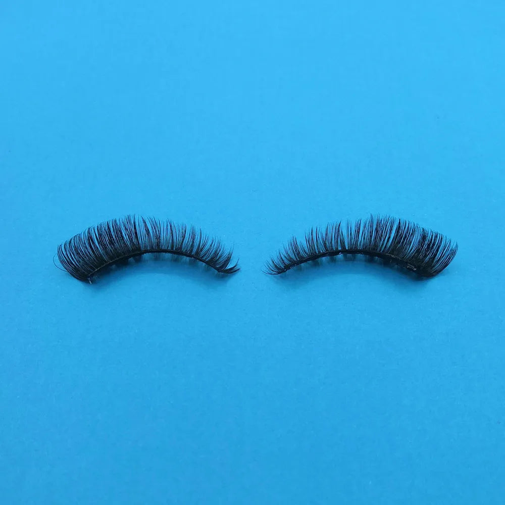 Qg535 Russian Eyelash d Curl Strip Eyelash Extensions Deep Curl Fake Lashes Russian Volume Faux Mink Strip Lashes
