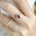 Lanphear Fine Jewelry 18K White Gold Natural Ruby Flower Ring Classic Style Pigeon Blood Wedding & Anniversary Gift