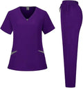 72% Recycled Polyester 23% Viscose 5% Spandex V Neck Top Pants Custom Logo Hospital Uniform