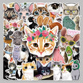 50PCS Manufacturers Direct Sales Animal Print Cute Painted Graffiti Cat Stickers Guitar Headphones Decorative Stickers