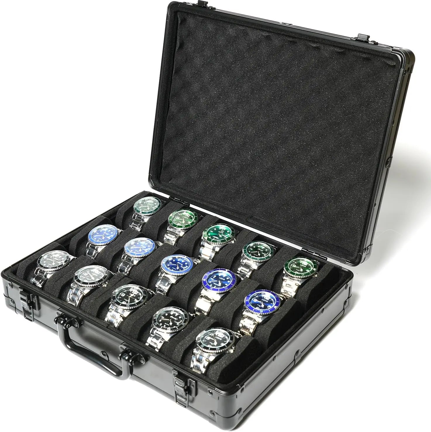 Aluminum Watch Storage Box Hard Watch Travel Box Padded case for Watch Display and Organization
