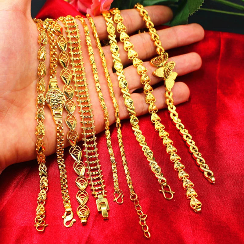 Dubai Gold Jewelry Wholesale European Coins Gold Plated Jewelry Couples  Gold PlatedBracelets Korean Simple