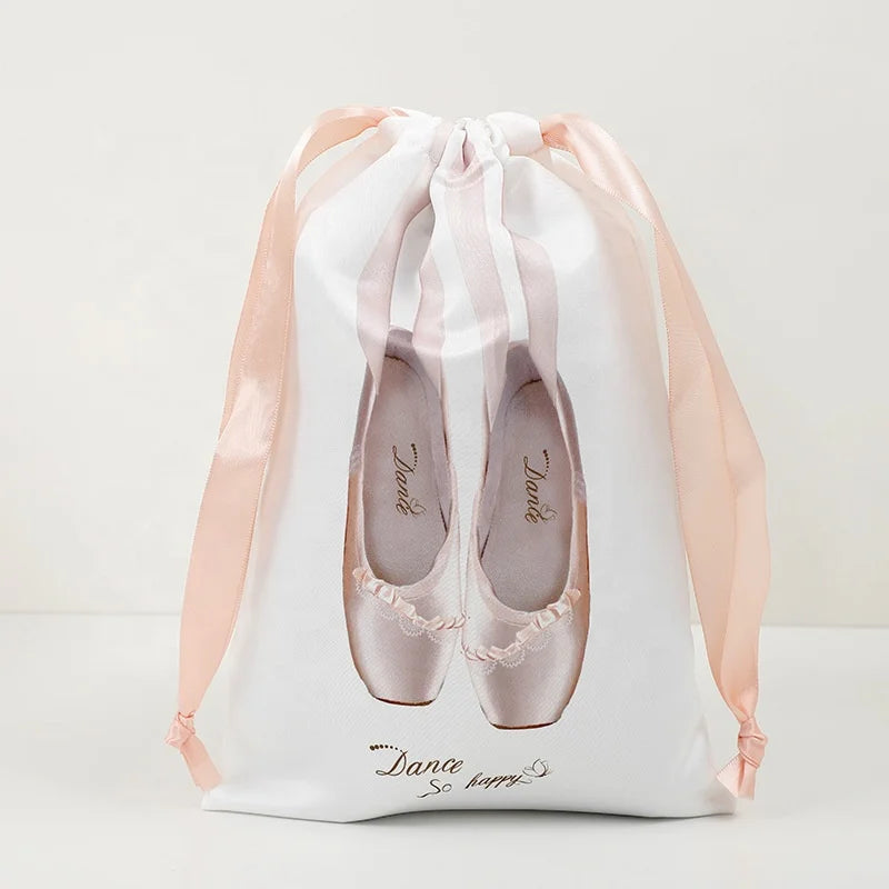 Dance Shoes Storage Bag Dustproof Training Shoes Bag Satin Bundle Pocket Ballet Pointe Shoes Drawstring Bag