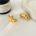 18k Gold Stainless Steel Oversized Croissant Earrings Joyas De Acero Inoxidable Ear Studs