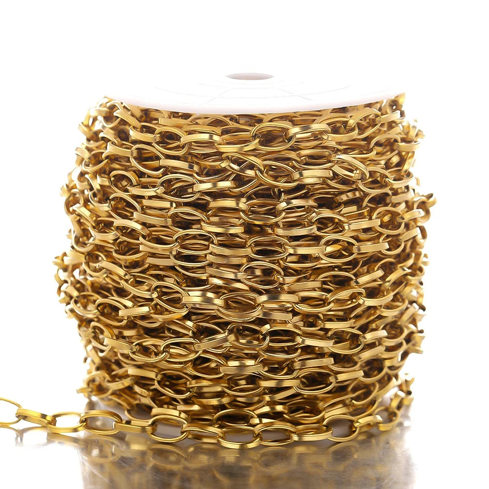 Stainless Steel Bracelet Accessories Flat O Link Chain for DIY Jewelry Making Necklace Finding Jewelries Accessories