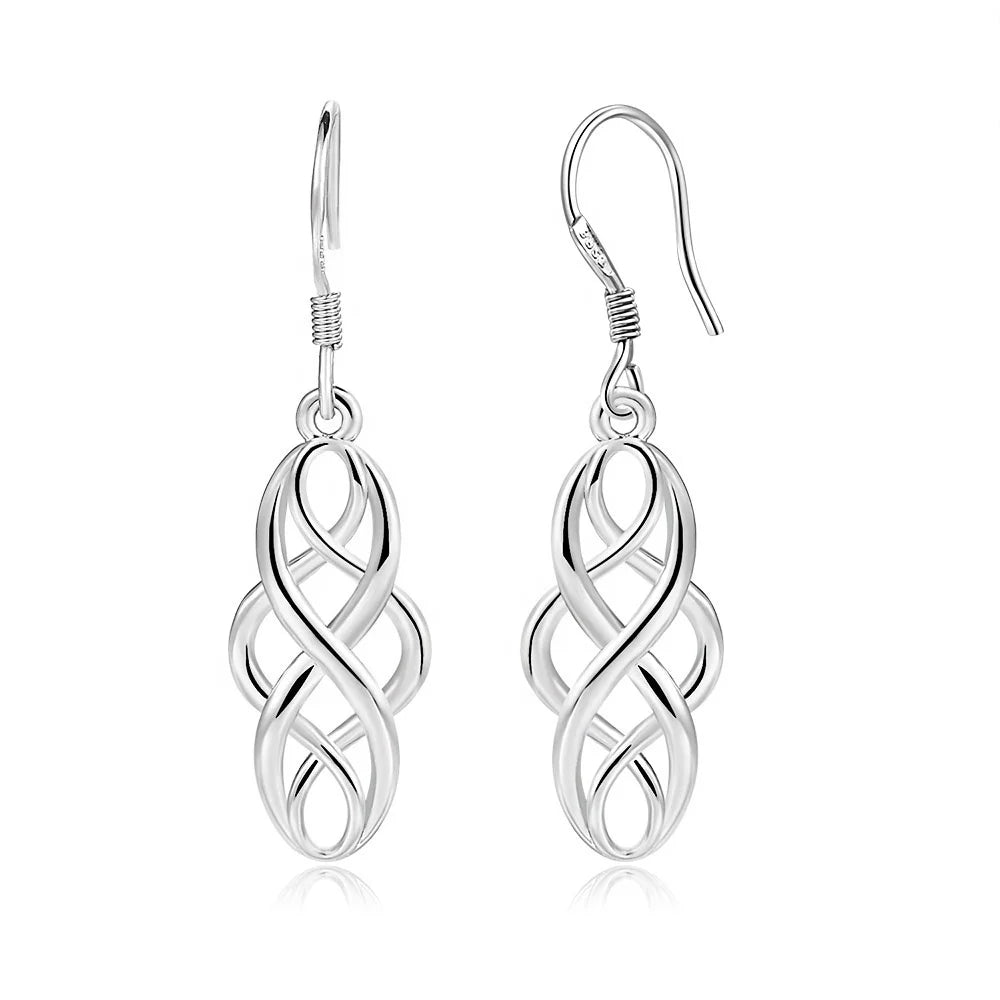 Factory Supply Hollow Out Design Good Luck Celtic Knot Dangle Earring for Women DZE021