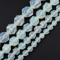 Natural Faceted Opalite Round Stone Beads for DIY Crafts Diamond Cutting Opalite Gemstone Loose Beads for Jewelry Making