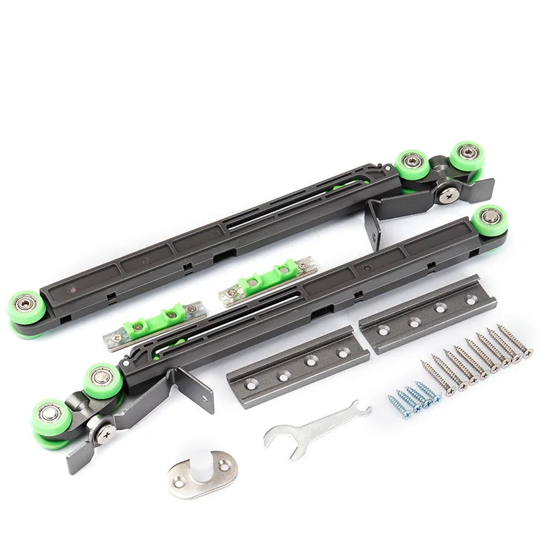 Modern Zinc Alloy Slim Door Frame Door Sliding System Cushion Lifting Wheel Unmute Sliding Door Hardware