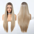 In Stock 13*6 Lace Wig Future Fiber Light Gold High Quality Natural Smooth 30 Inch Straight Hair Durable Soft Real Photo