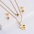 Risingmoon Jewelry Sets for Women 18K Gold Necklace 316L Stainless Steel Earrings Heart Necklace love