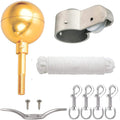 Flag Pole Hardware Parts Repair Kits 3" Topper Gold Ball  Halyard Rope 6" Cleat Hook 4 Flag Swivel Snap Hooks Flagpole Pulley