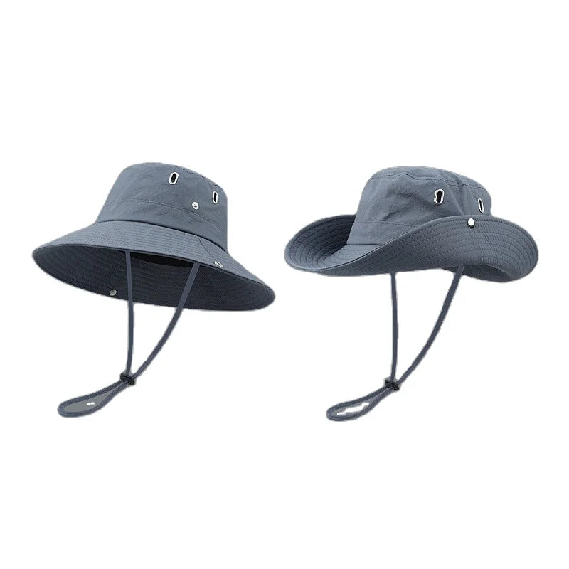 Summer Fashion Outdoor Foldable Portable Quick Dry Sun-proof Cowboy Bucket Hats Wind Rope Safari Unisex Travel Fishing Ski Daily