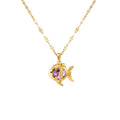 2025  Cartoon Style 18K Gold Plated Crystal Fish Pendant Stainless Steel Zircon Necklace for Women