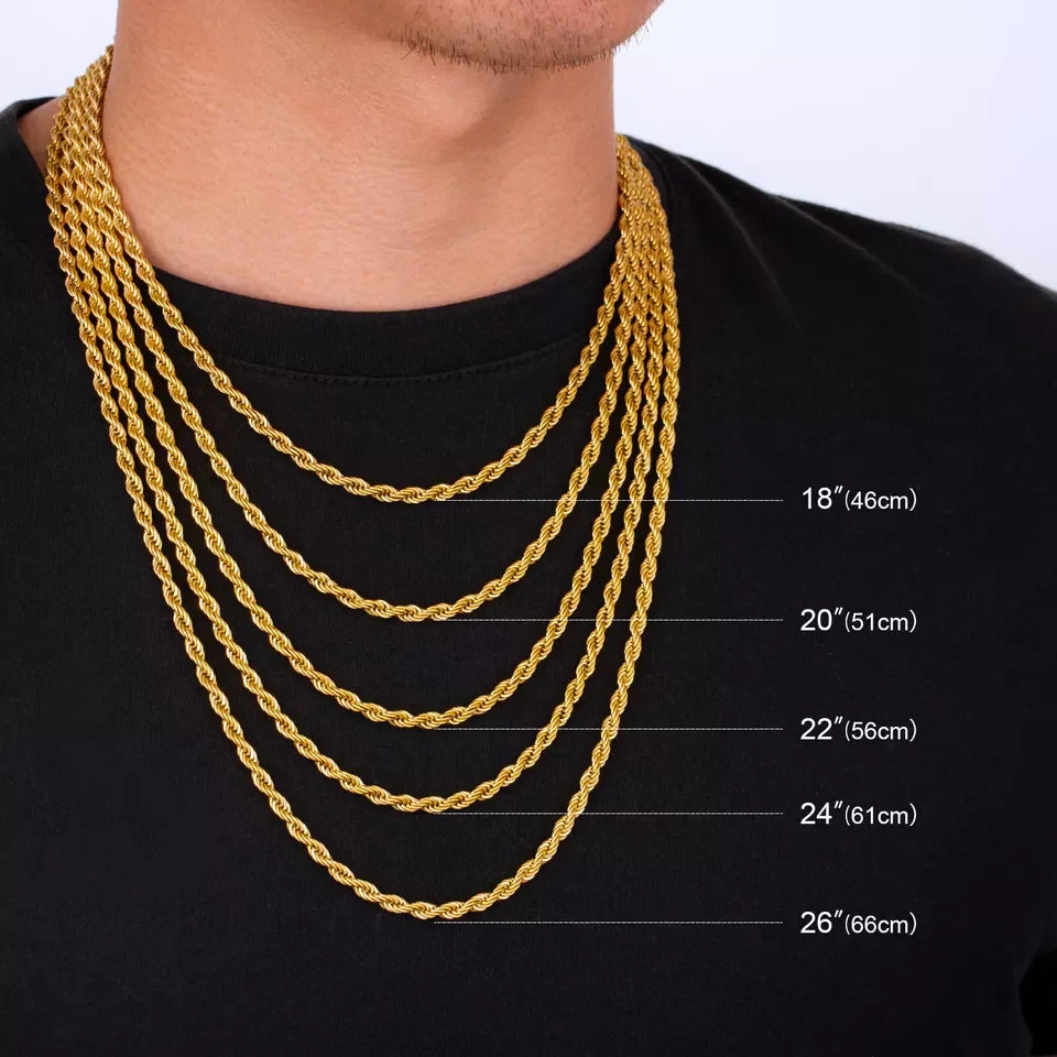 316 Stainless Steel Hip Hop Necklace Bracelet PVD 18K Gold Plated Twisted Rope Chains Necklaces REACH Salt Spray Test Passed