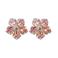 Korean INS Dainty Small Delicate Fashion Cherry Flower Crystal Temperament Geometric Shiny Zircon Statement Women Girl Earrings