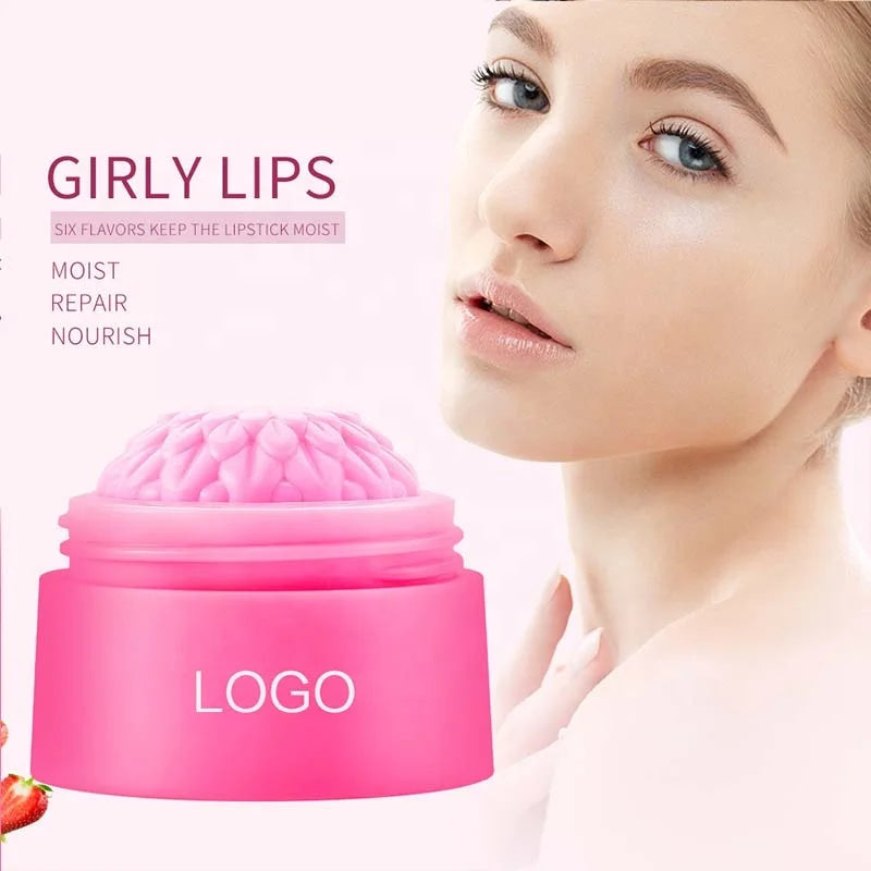 Wholesale Organic Skin Care Carved Daisy Sugar Chapstick Ball Relieve Dryness Nourishing Lip Balm