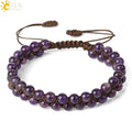 CSJA New Design Handmade 6mm Natural Gemstone Healing Energy Crystal Bead Adjustable Woven Friendship Bracelet G397