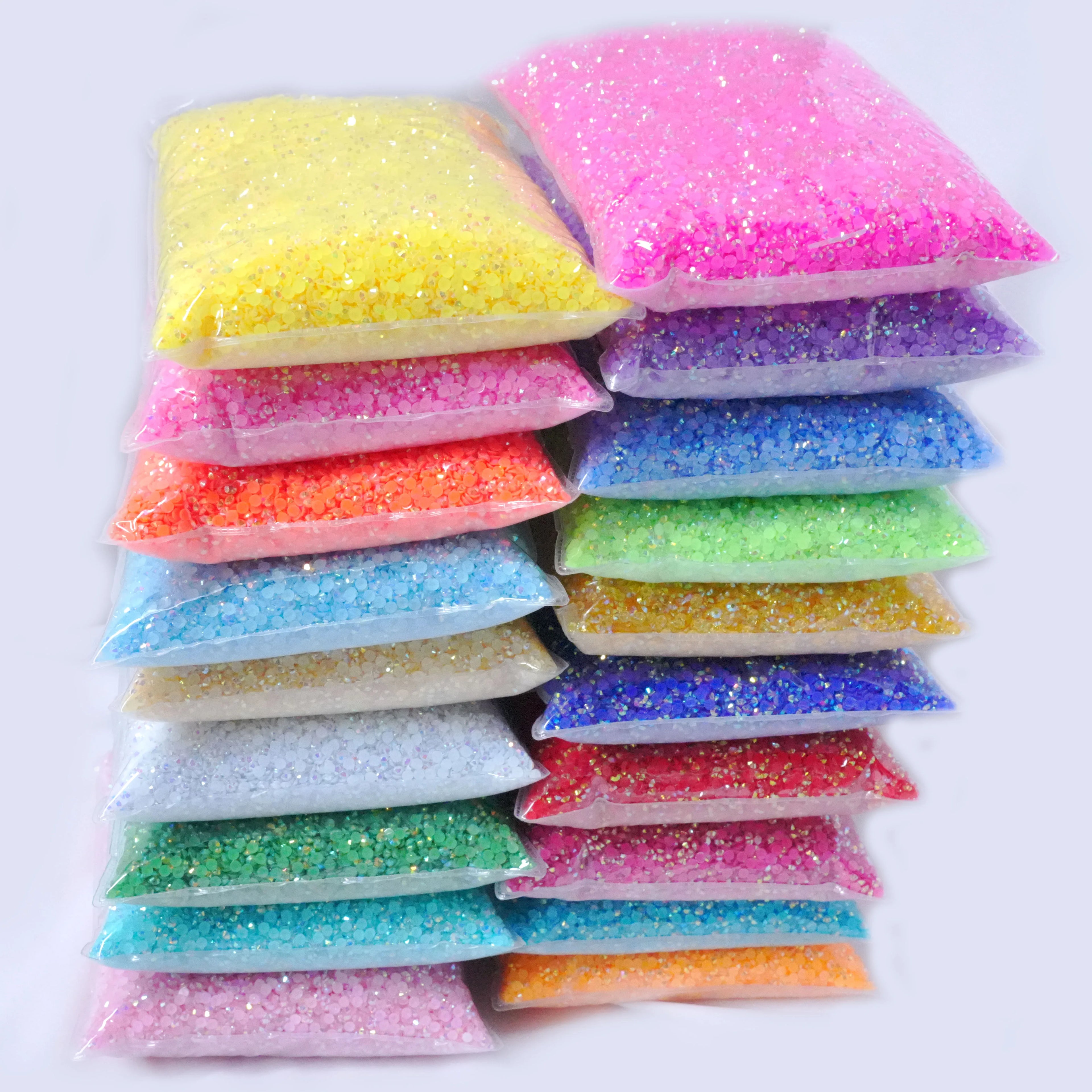 XULIN Wholesale Jelly AB Colors Non Hotfix Rhinestone Flat Back Resin Rhinestone in Bulk Package for Garment Decora