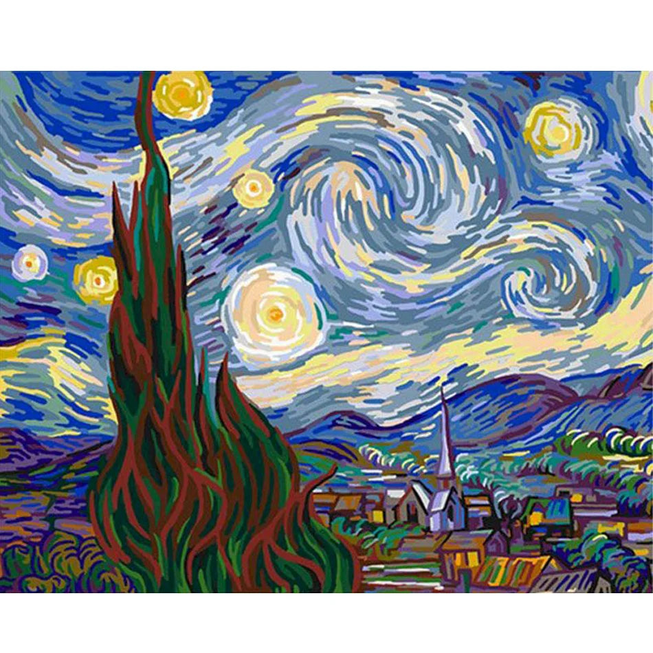 Abstract Sky Landscape DIY Painting by Numbers Kits Handpainted Wall Art for Home Decor 40x50cm/16x20inch Gift