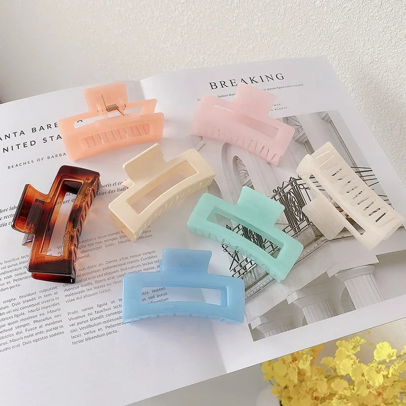 Fancy 8.5cm Medium Rectangle Candy Jelly Hair Claws Clamp Hair Accessories Fresh Color Crystal Hair Claw Clip for Women