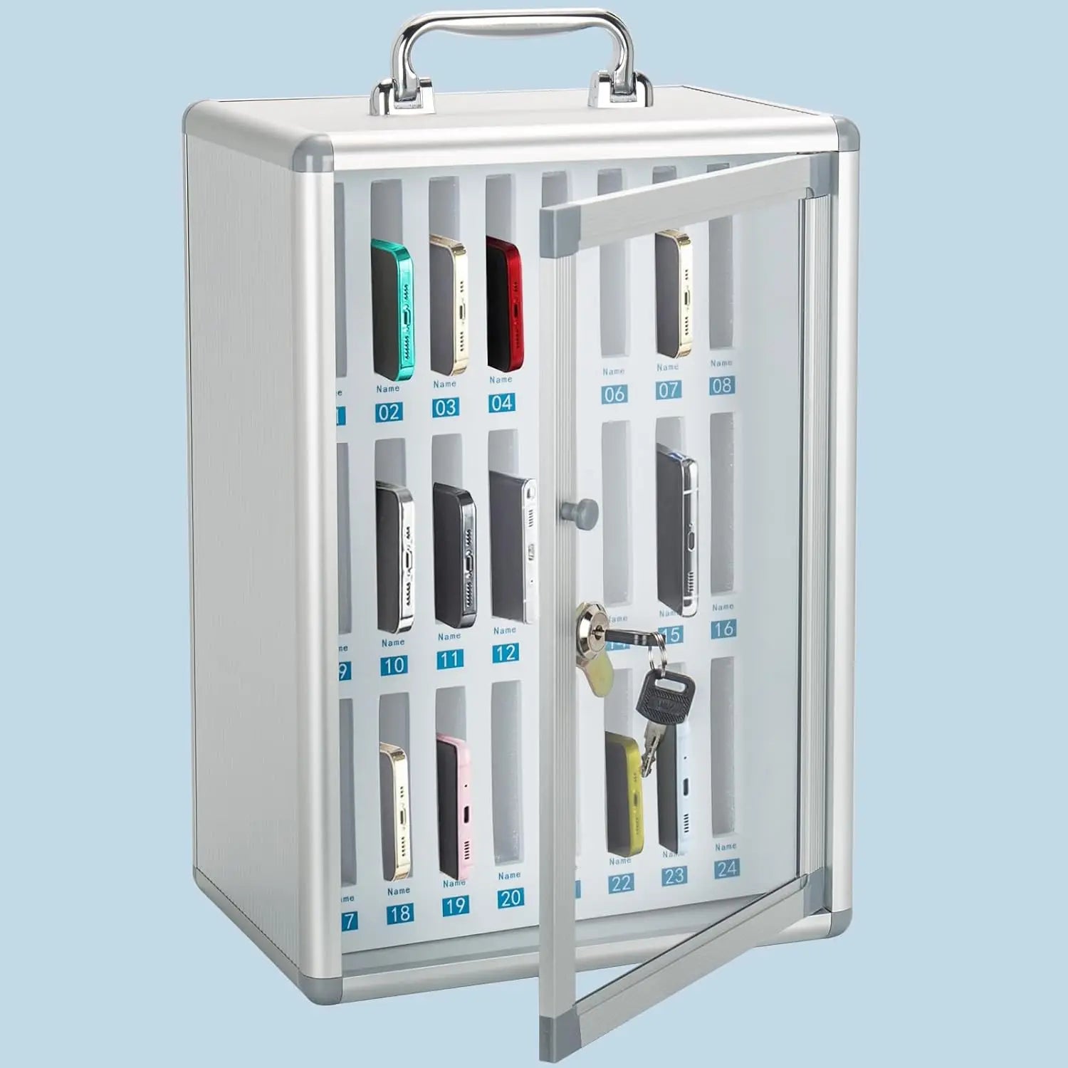 Luxury Aluminum Alloy Phone Storage Lock Box Durable Display Case