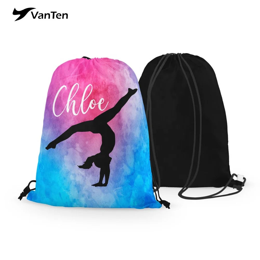Custom Design Sublimation Printing Sports Cheer Gymnastics Squad Drawstring Bag