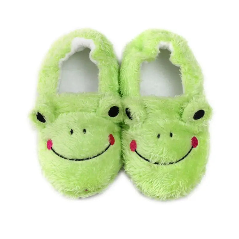 Winter new cotton shoes children's heeled warm cartoon frog indoor fluffy shoes