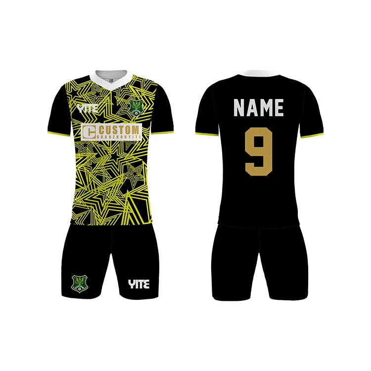 2024 Season Customize Sublimation Design Your Soccer Jersey Breathable Black Soccer Jerseys Sportswear