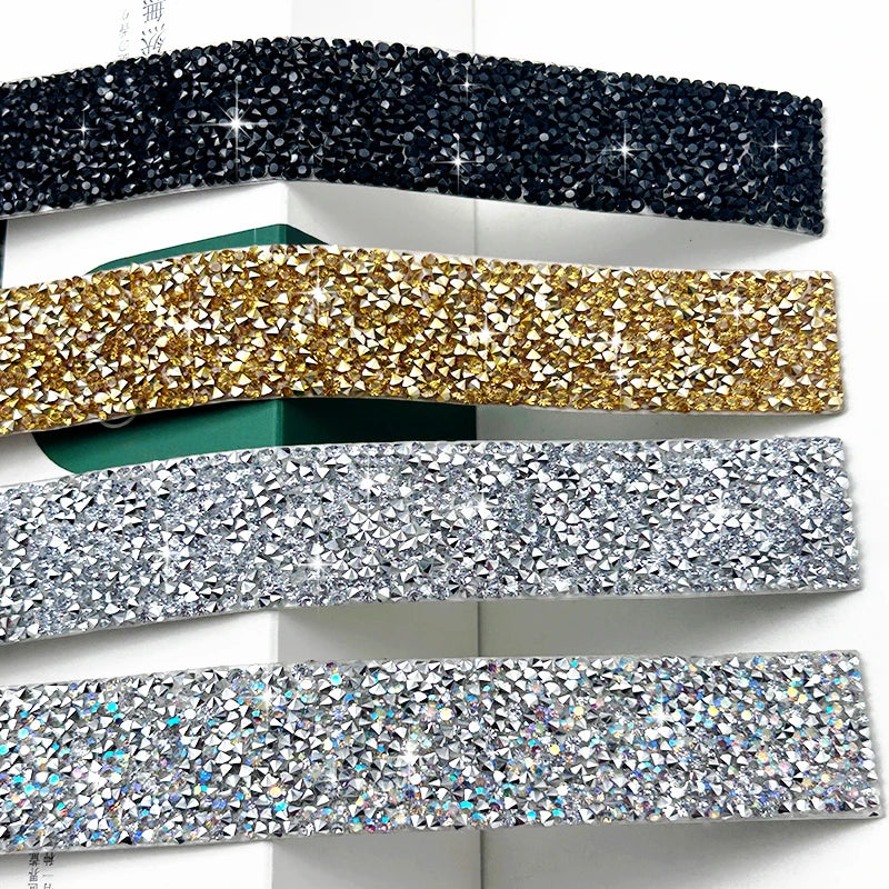 Hotfix Resin Rhinestone Strip Motif Style Chain Shape for Garment Shoes T-Shirts & Bags Decor Adhesive Hot Sale Pointback Style
