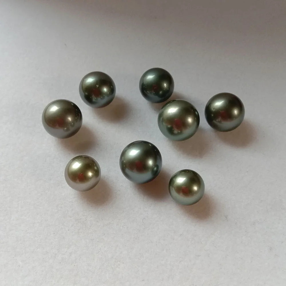Wholesales BEADS10-14 mm High Quality AAAAA  Perfect Round Nature Loose Tahiti Pearl With Half or No Holenature Black Color