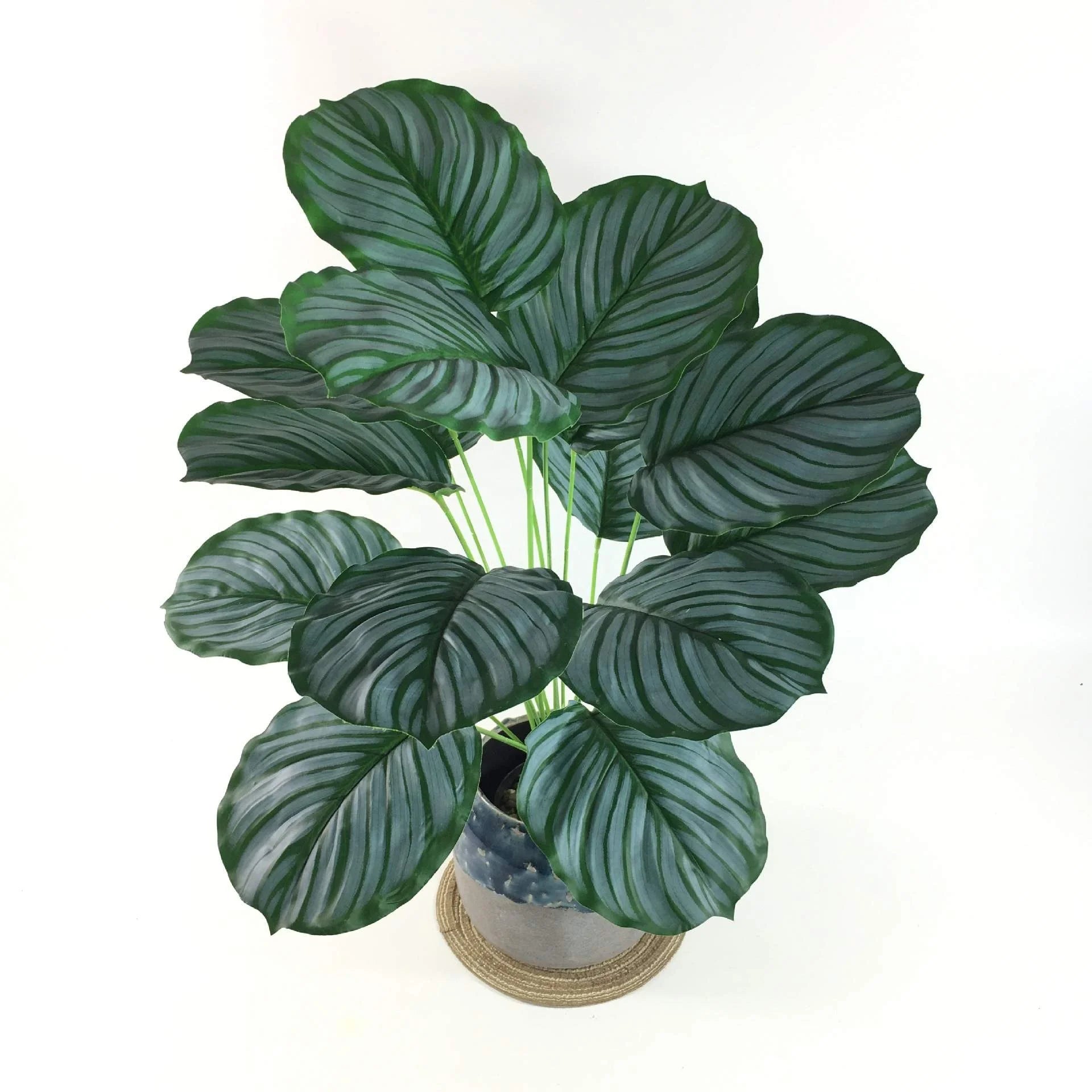 Leaf Calathea Bonsai Simulation Plant Green Artificial Tree Tropical Design Style Made Plastic Features Fake Monstera Design