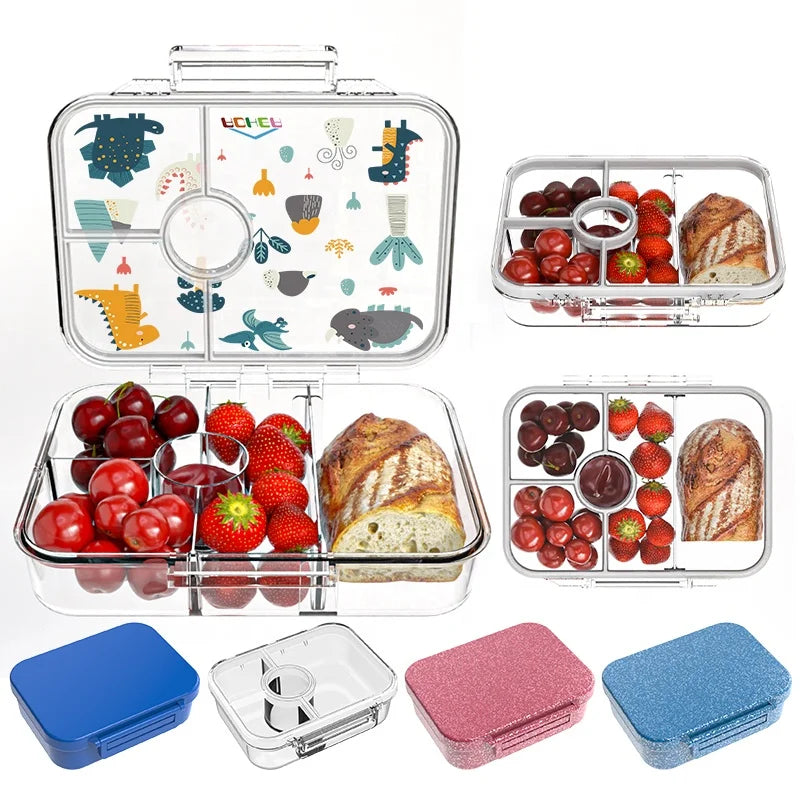 Aohea Plastic Reusable Eco Bento Lunch Box Leakproof Kids School 4 Compartments Reusable Custom Lunch Box