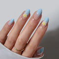 BTArtbox 32pcs Reusable Artificial False Fake Nails With Glue Wholesale Soft Gels 3D Floral Summer Blue Ombre Press on Nails