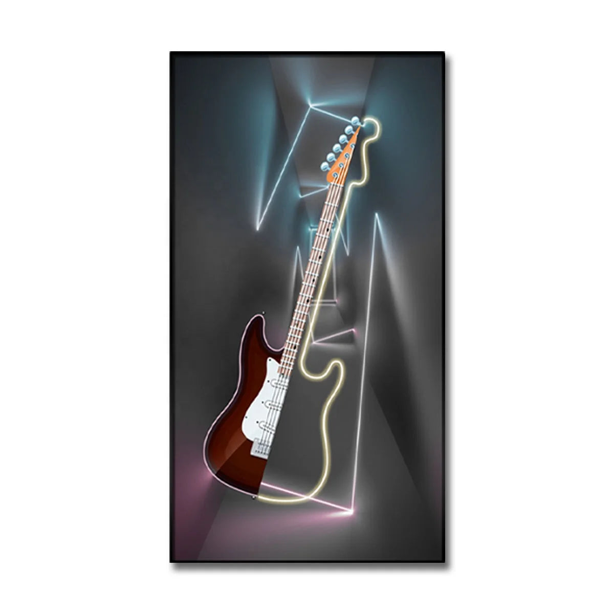 Wall Art Home Decor Neon Electric Guitar Painting LED Light Modern Art Wall Art Canvas Print Home Wall Decor for Living Room
