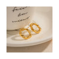 ERESI Minimalist Flower Hoop Stud Earrings PVD 18K Gold Plated Stainless Steel Statement Irregular Round Laval Earring for Girl