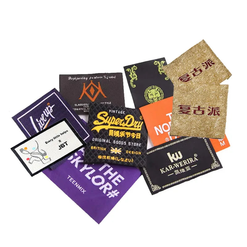 Customized Private Design Woven Damask Logo Tag Wholesale Woven Label Size of Clothes Fashion for for Clothing Labels Men