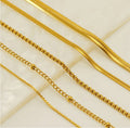 High Quality Waterproof Allergy Proof PVD 18K Gold Plated Stainless Steel Saturn Flat Snake Chain Square Beads Chain Necklaces