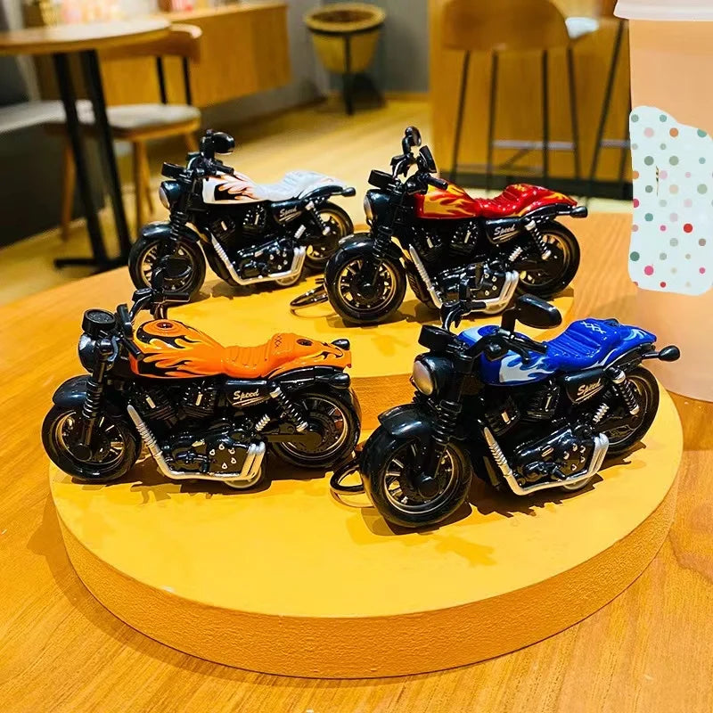 Creative Mini Motorcycle Harley Car Key Chain Cartoon Bag Pendant Couple Small Gifts Wholesale