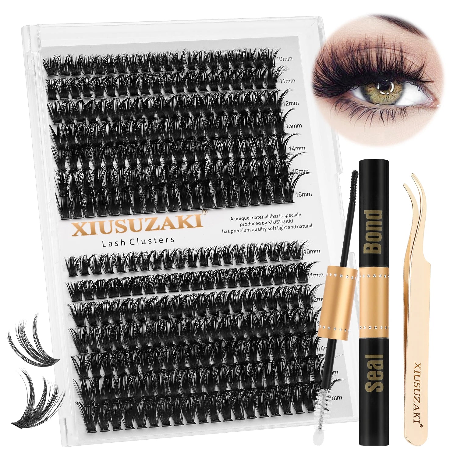 XIUSUZAKI Diy Segment Lash Extension Kit Private Label Natural Pre Cut Volume Individual Eyelash Cluster Lashes Kit Wholesale